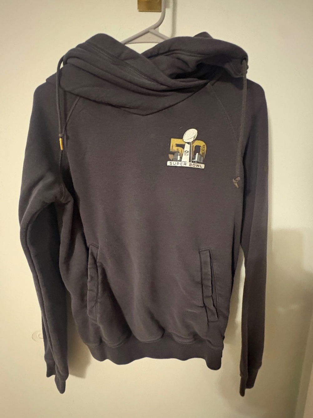Nike NFL Super Bowl 50 Hoodie Gray Cowl Neck Sweatshirt Size Small